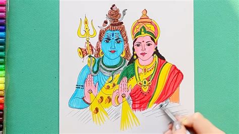 How To Draw Shiv Parvati Maha Shivaratri Youtube