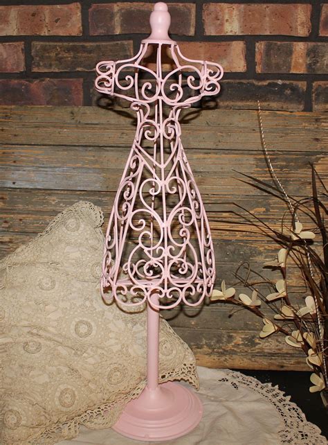 Decorative Metal Dress Form With Scrollwork In Ballet Slipper Pink