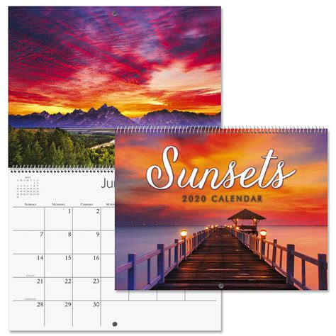 2020 Sunsets Wall Calendar 12 X 9 Bookstore Quality Spiral Bound