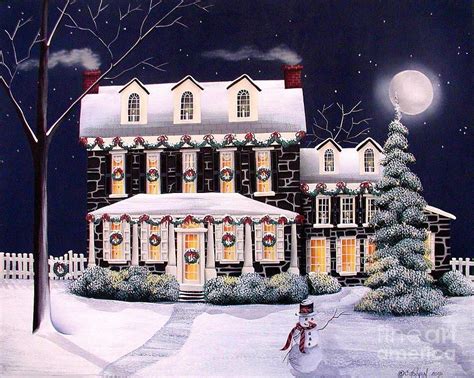 On A Cold Winter Evening Painting By Catherine Holman Christmas Town