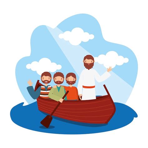 Premium Vector Jesus With His Disciples In The Boat