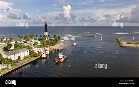 Aerial Shot At Hillsboro Inlet Lighthouse Pompano Beach Florida Stock Photo Alamy