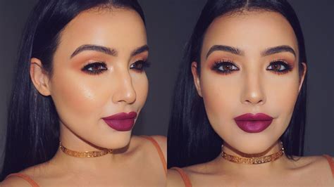 Fall Bold Lip Makeup Tutorial Rose Gold And Cranberry Youtube