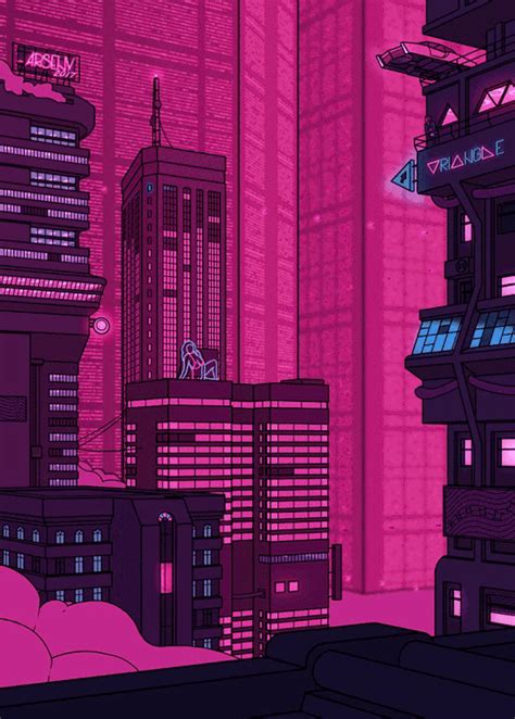 Pink City Pixel Animation Pixel City Pixel Art