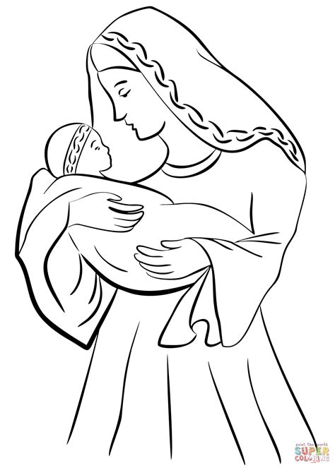 Printable Mother Mary Coloring Page
