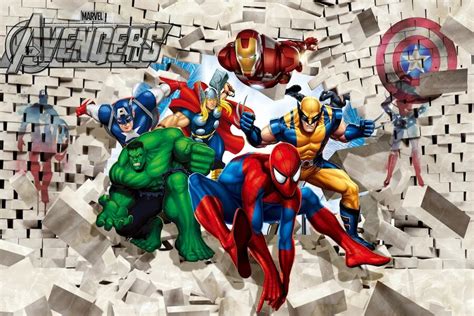 Lienzo Personalizado Pared Mural Vengadores Cartel Spider Man Thor Iron Man Pegatina Marvel Dc
