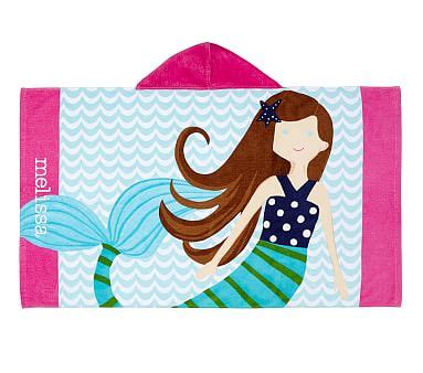 No interest if paid in full within 12 months. Brunette Mermaid Icon Hooded Beach Towel | Pottery Barn Kids