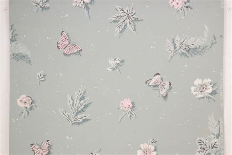 Vintage wallpaper has been a top trend for the past few years and it isn't going anywhere. 1950s Vintage Wallpaper Pink Butterflies on Blue - Rosie's ...