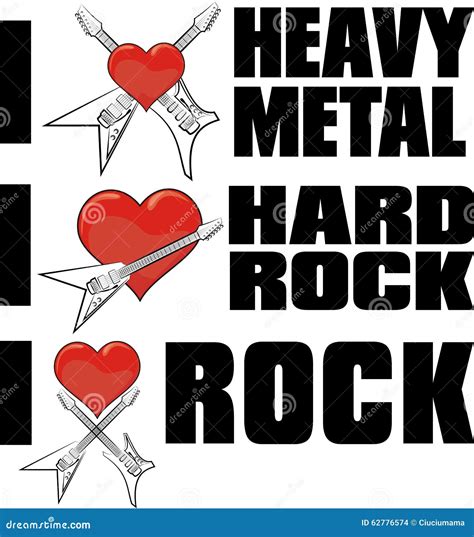 i love heavy metal and rock music stock illustration image 62776574