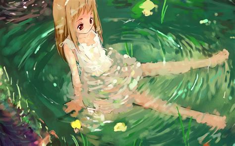 anime girl in water
