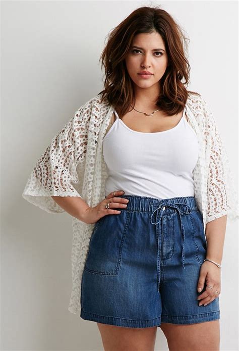 Forever 21 Forever 21 Chambray Drawstring Shorts Plus Size Summer Outfit Plus Size Summer