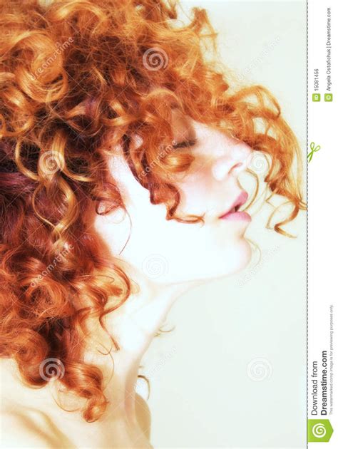 Side Profile Of Woman With Curly Red Hair Royalty Free Stock Image