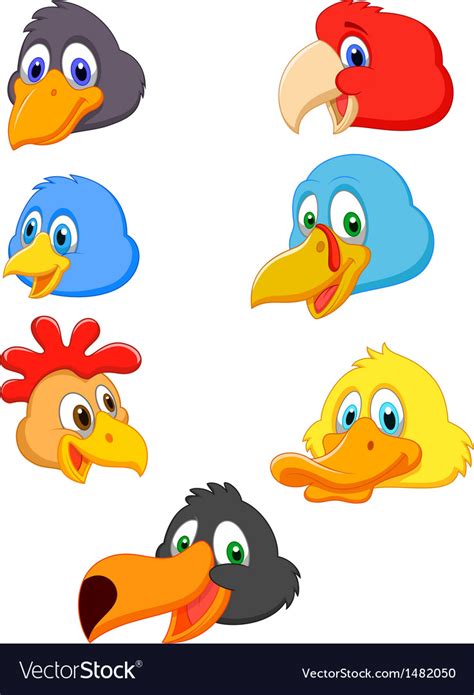 Bird Head Cartoon Collection Royalty Free Vector Image