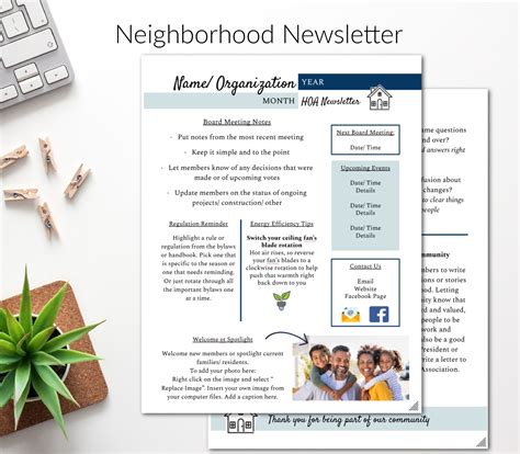 Neighborhood Newsletter For Google Docs Editable Hoa Etsy