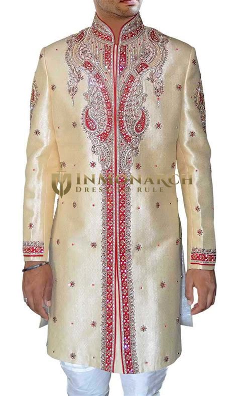 Mens Sherwani Beige Indo Western Royal Outfit Sherwani For Men Wedding