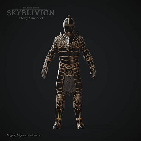 Artstation Ebony Armor Set Final Tesskyblivion Spyros Frigas