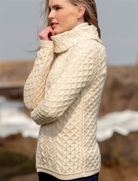 Ladies Cowl Neck Aran Sweater Aran Sweater Market