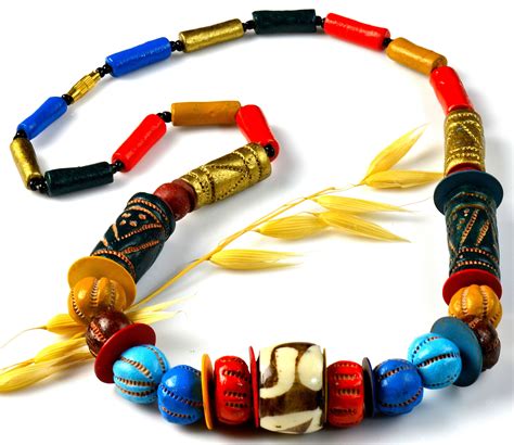 Karibu Colorful Clay Bead Necklace Multicolored Handcrafted Clay Beads
