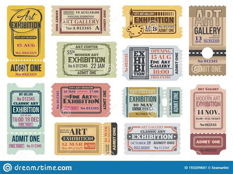 Art Gallery, Exhibition Tickets, Admits To Event Stock Vector ...