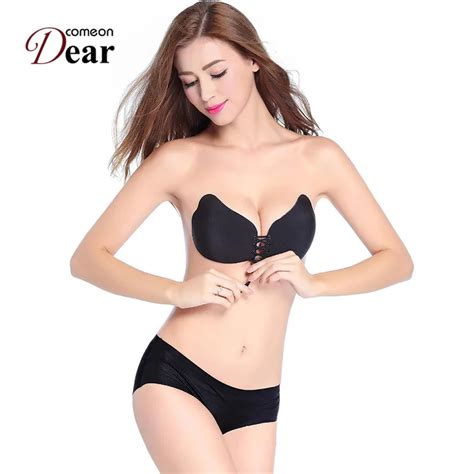 B Comeondear Women Self Adhesive Strapless Bandage Blackless Push Up Seamless Bra Sexy