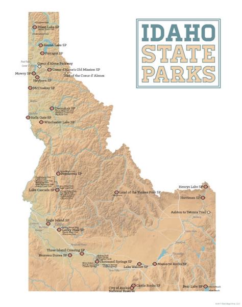 Idaho State Parks Map 11x14 Print Etsy