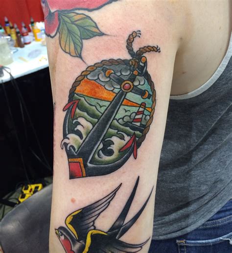 Traditional Nautical Scene By Jeremy Lamos Of High Tides Tattoo Saint
