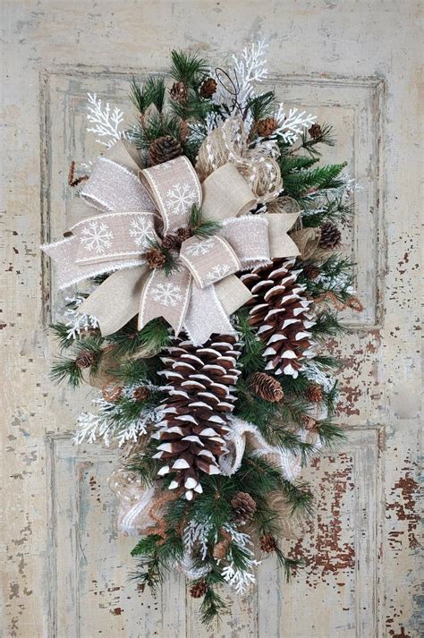 Pine Cone Swag Neutral Christmas Wreath Winter Swag Front Etsy
