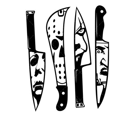 Horror Movie Characters In Knives SVG PDF PNG Halloween SVG