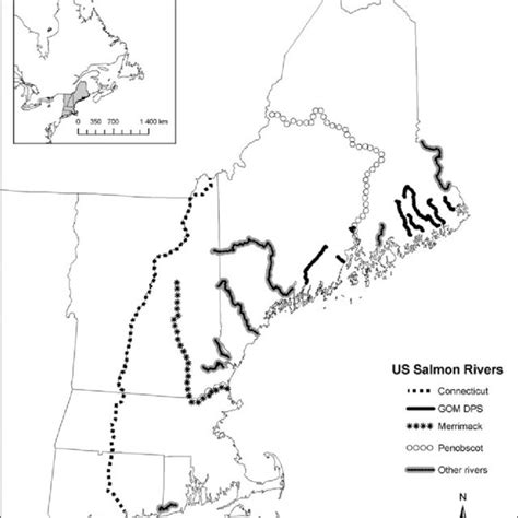 Contemporary Range Of Us Atlantic Salmon Populations Represented By