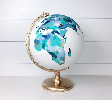 Turquoise And Teal Abstract Multicolor World Globe Guestbook Etsy