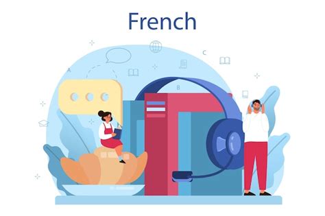 Premium Vector French Learning Concept Illustration In Cartoon Style
