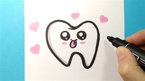 How To Draw A Cute Tooth Easy Youtube