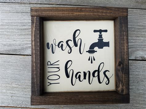 Wash Your Hands Rustic Wood Framed Mini Sign Etsy
