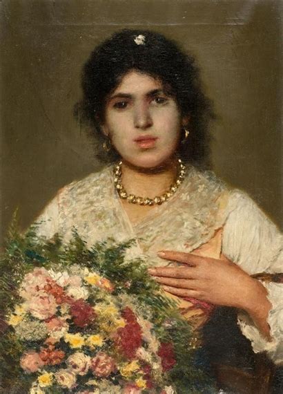 Konstantin Egorovich Makovsky Gypsy Girl With A Bouquet Of Flowers