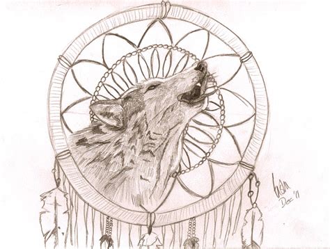 Wolf Dreamcatcher Drawings