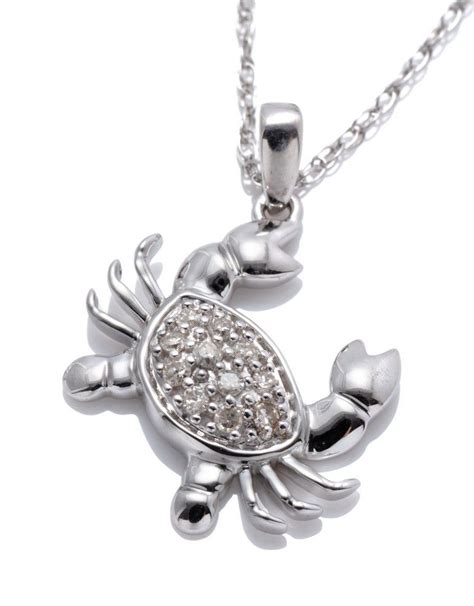 Silver Diamond Crab Pendant Necklace Pendants Lockets Jewellery