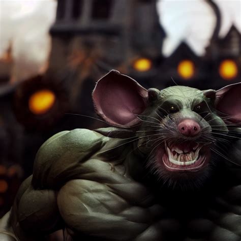 Buff Anthropomorphic Rat Muscular 4k Stitched Skin Midjourney