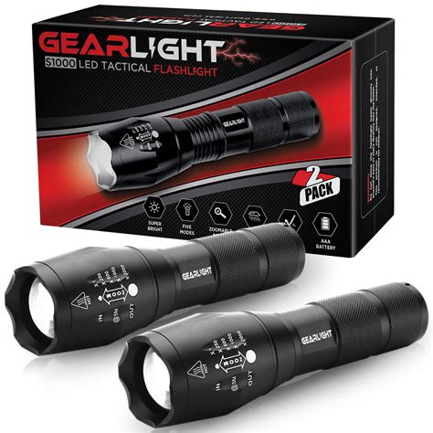 Gearlight Led Tactical Flashlight S1000 2 Pack With Holster High