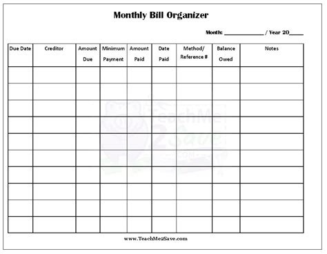 6 Best Images Of Monthly Bills Printable Printable Monthly Bill Log