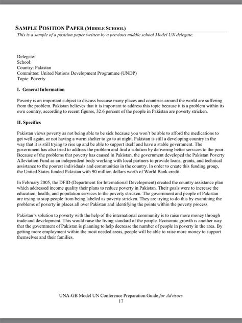 You cannot just make a statement with no supporting evidence for your position and hope that such an essay will do the trick. Can anyone help me write my MUN position paper?This is the example! - Brainly.com