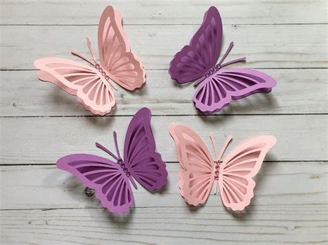 3d Paper Butterfly 3d Pink Butterflies Purple Paper Butterfly Etsy
