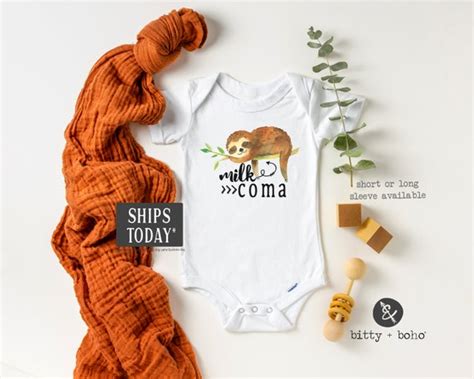 Milk Coma Sloth Onesie Funny Baby Onesies Hipster Baby Etsy