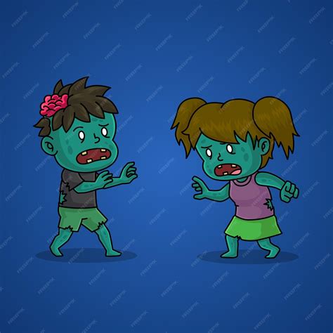 Premium Vector Zombie Couple Cartoon Characters