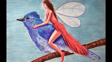 Cómo Dibujar Un Hada Y Pájaro Azul Con Marcadores Arte Divierte