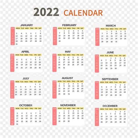 Gambar Kuning Pink Formulir 2022 Hari Kalender 2022 Hari Waktu Satu