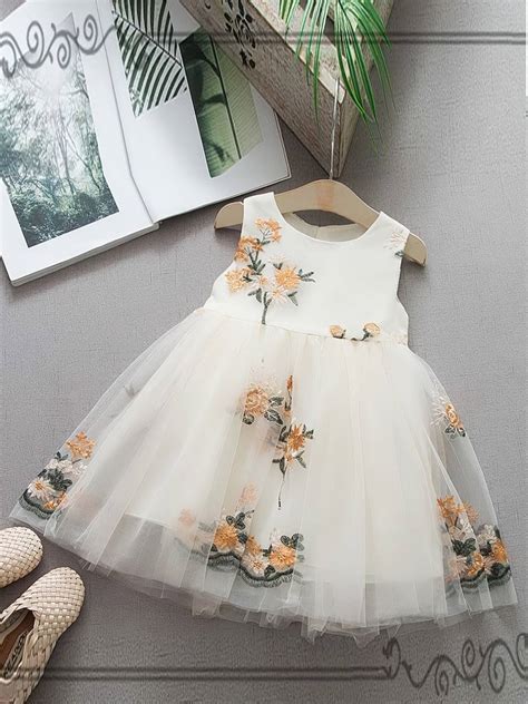 Fancy Embroidery Flower Lace Gauze Dresses
