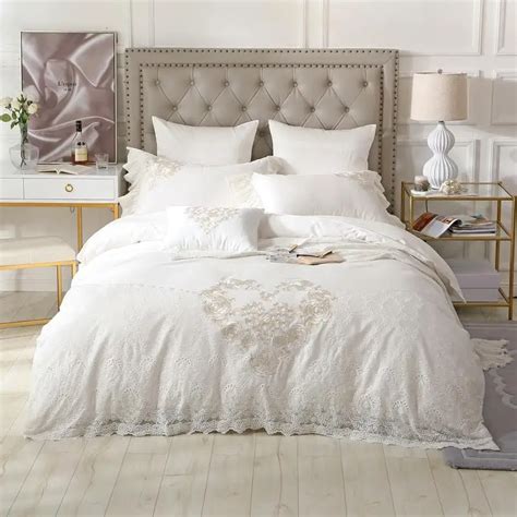 Buy White Lace Luxury Wedding Bedding Set King Queen
