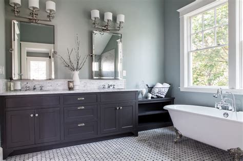 A wooden, floating vanity makes this bathroom appear much larger by opening up the floor space. Elegant Master Bath - Traditional - Bathroom - Portland ...