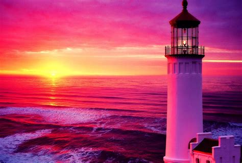 Lighthouses Lighthouse Sunset Colorful Sunlight