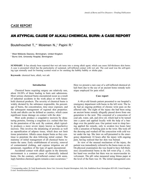 How long will it take to cause a chemical burn? (PDF) An Atypical Cause of Alkali Chemical Burn: a Case Report